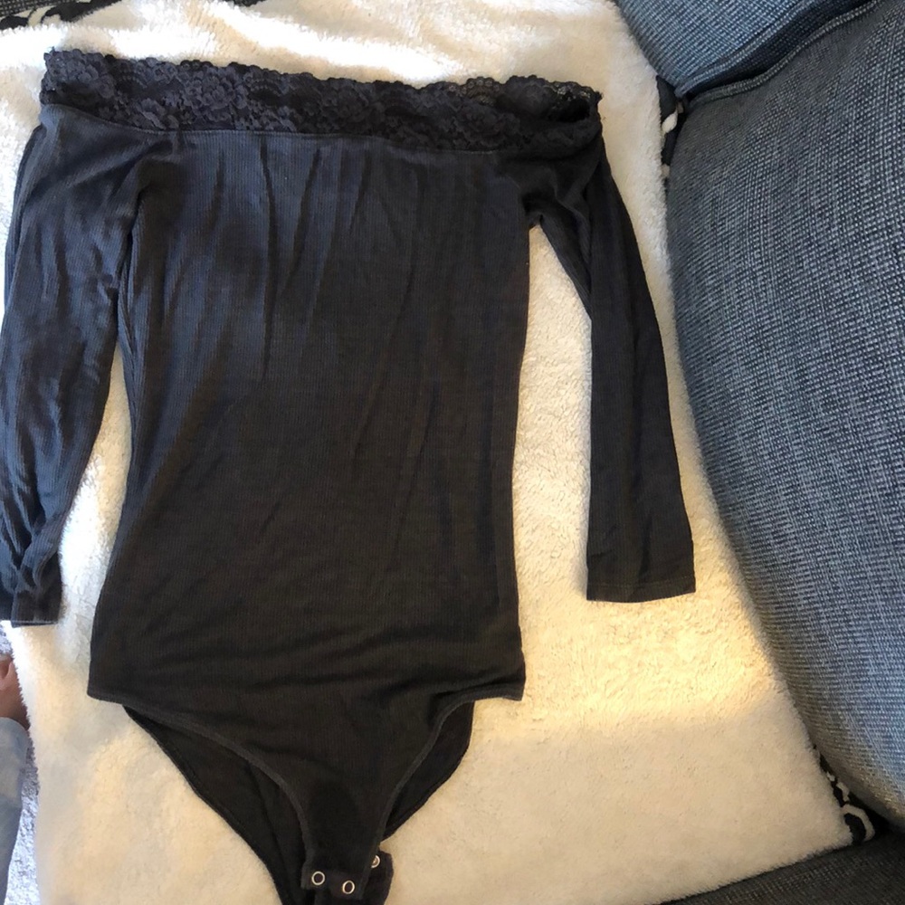 American Eagle soft and sexy grey ribbed bodysuit